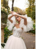 Beaded Lace Tulle Wedding Dress With Detachable Sleeves